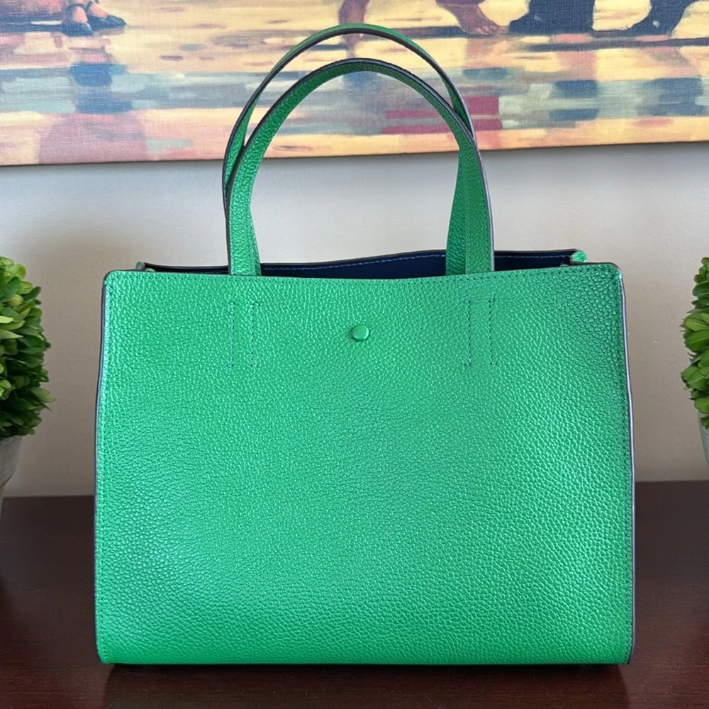 KATE SPADE ♠️ New York "Sam"💚GREEN BEAN💚MEDIUM SATCHEL BAG & POUCH🌟LIKE NEW🌟 - Picture 11 of 17